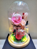 Eternal Couple V1 Preserved Flower Dome With Pink Roses And Same Day Delivery