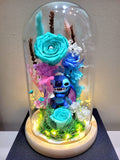 Premium Popmart Stitch Preserved Flower Dome With Tiffany Roses And Same Day Delivery