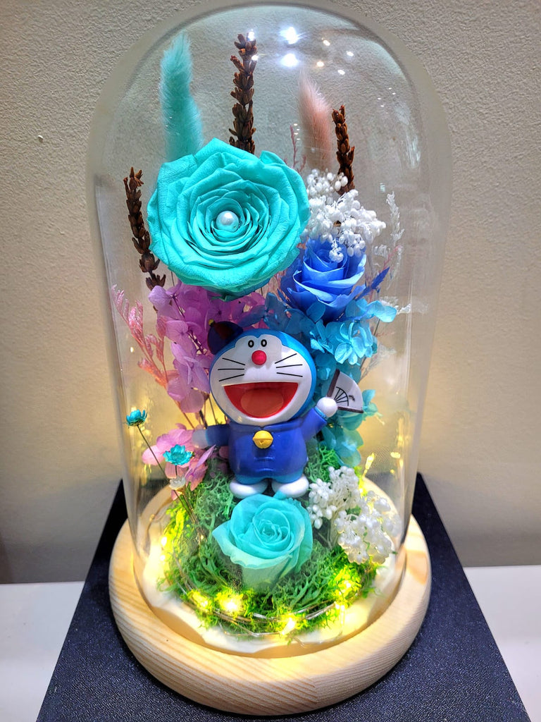 Doraemon Preserved Flower Dome With Tiffany Roses And Same Day Delivery
