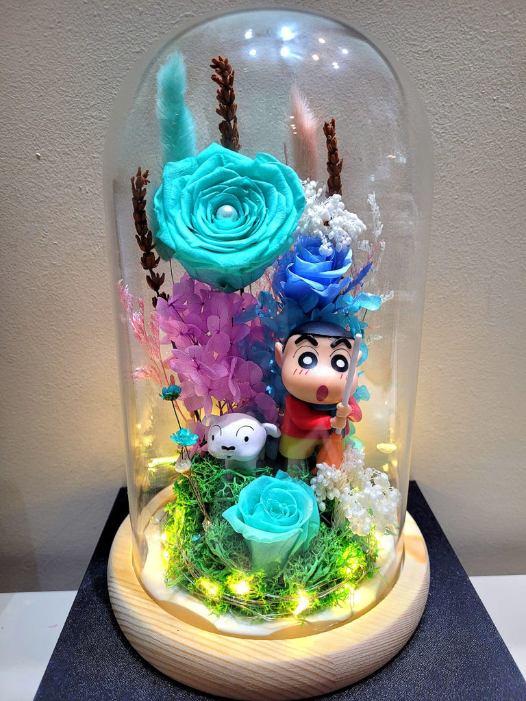 Crayon Shin-Chan Preserved Flower Dome With Tiffany Roses And Same Day Delivery