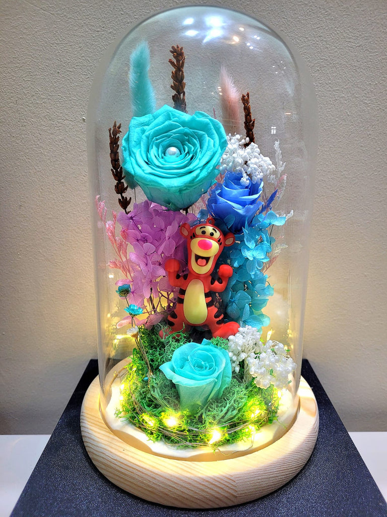 Tigger Preserved Flower Dome With Tiffany Roses And Same Day Delivery