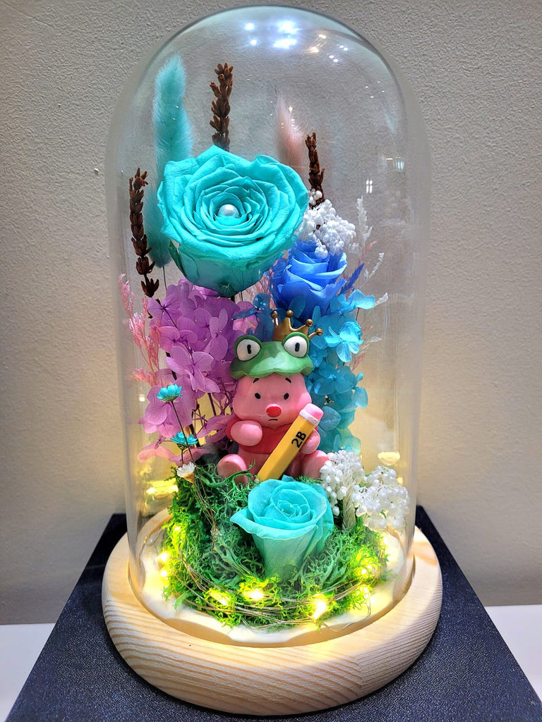 Winnie The Pooh Preserved Flower Dome With Tiffany Roses And Same Day Delivery v5