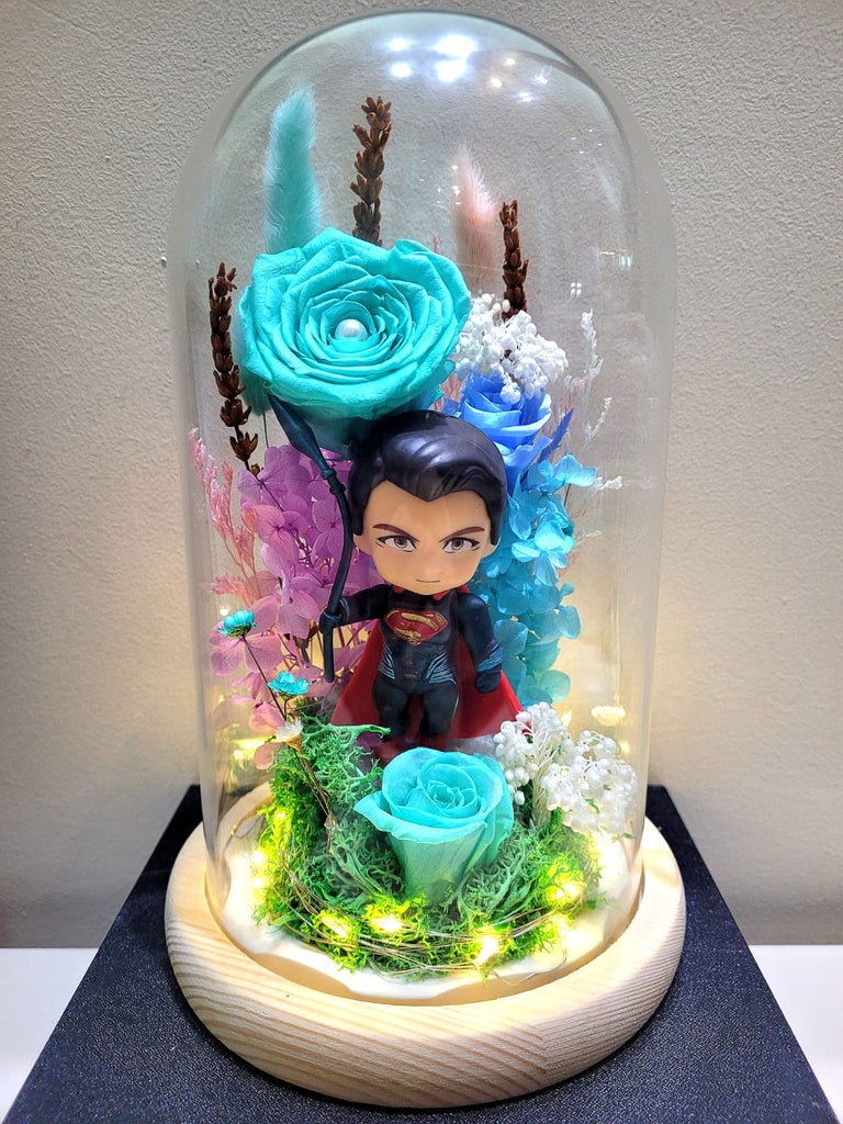 Superman Preserved Flower Dome With Tiffany Roses And Same Day Delivery