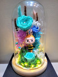 Premium Popmart Labubu Preserved Flower Dome With Tiffany Roses And Same Day Delivery.