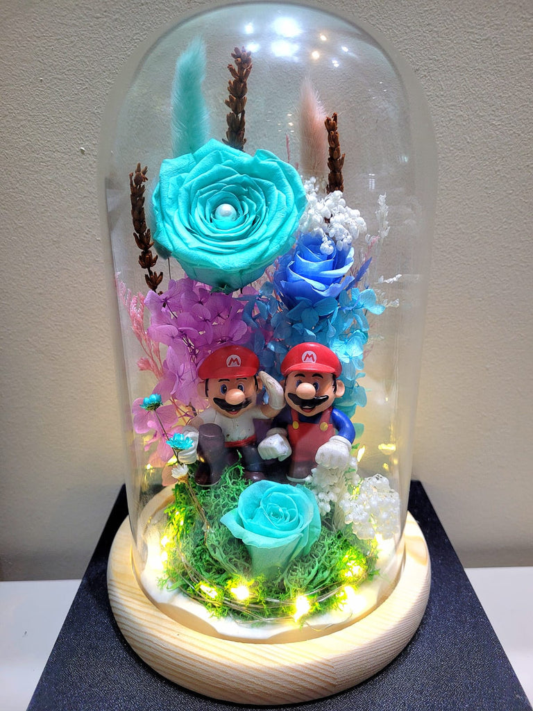Super Mario Preserved Flower Dome With Tiffany Roses And Same Day Delivery