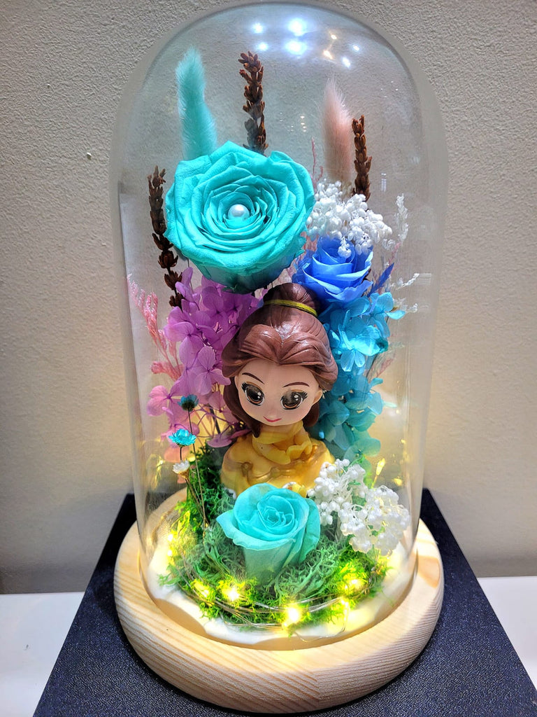Princess Belle v2 Preserved Flower Dome With Tiffany Roses And Same Day Delivery