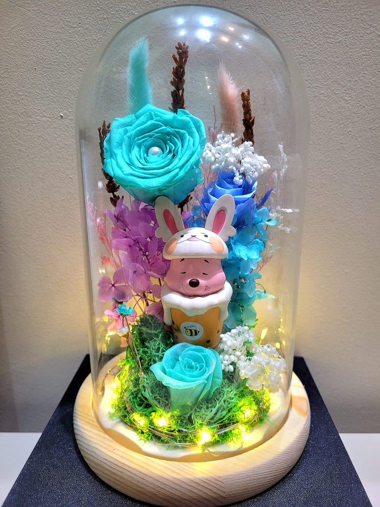 Winnie The Pooh Preserved Flower Dome With Tiffany Roses And Same Day Delivery v3