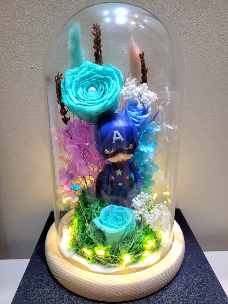 Captain America Preserved Flower Dome With Tiffany Roses And Same Day Delivery