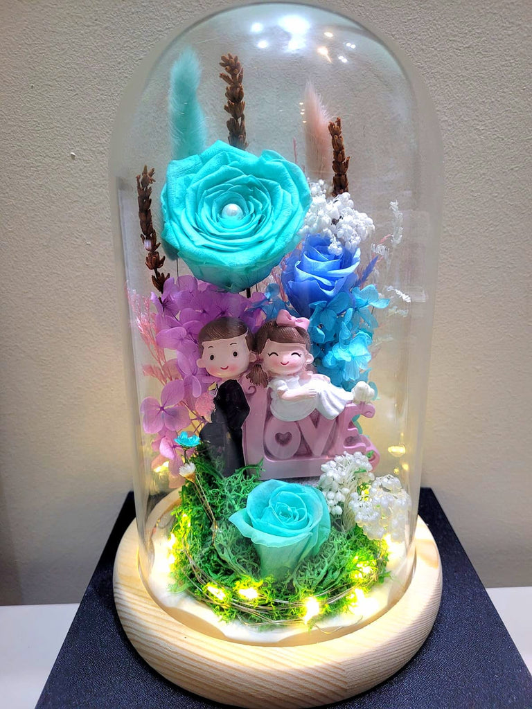 Eternal Couple V1 Preserved Flower Dome With Tiffany Roses And Same Day Delivery
