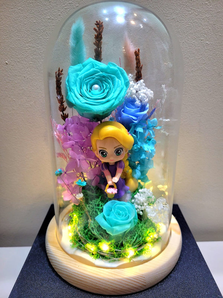 Princess Rapunzel Preserved Flower Dome With Tiffany Roses And Same Day Delivery