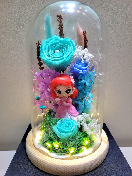 Princess Ariel Preserved Flower Dome With Tiffany Roses