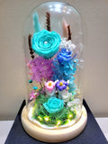 Eternal Couple Unicorn Preserved Flower Dome With Tiffany Roses and Same Day Delivery