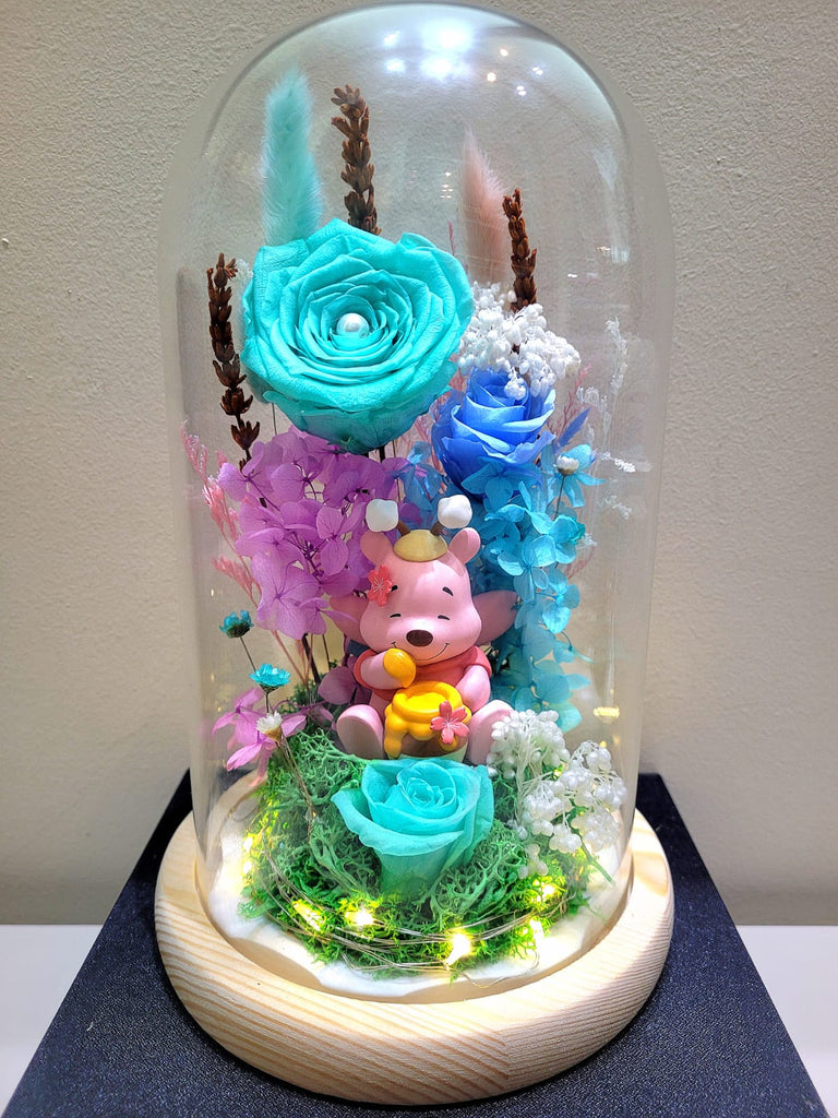 Winnie The Pooh Preserved Flower Dome With Tiffany Roses And Same Day Delivery v4