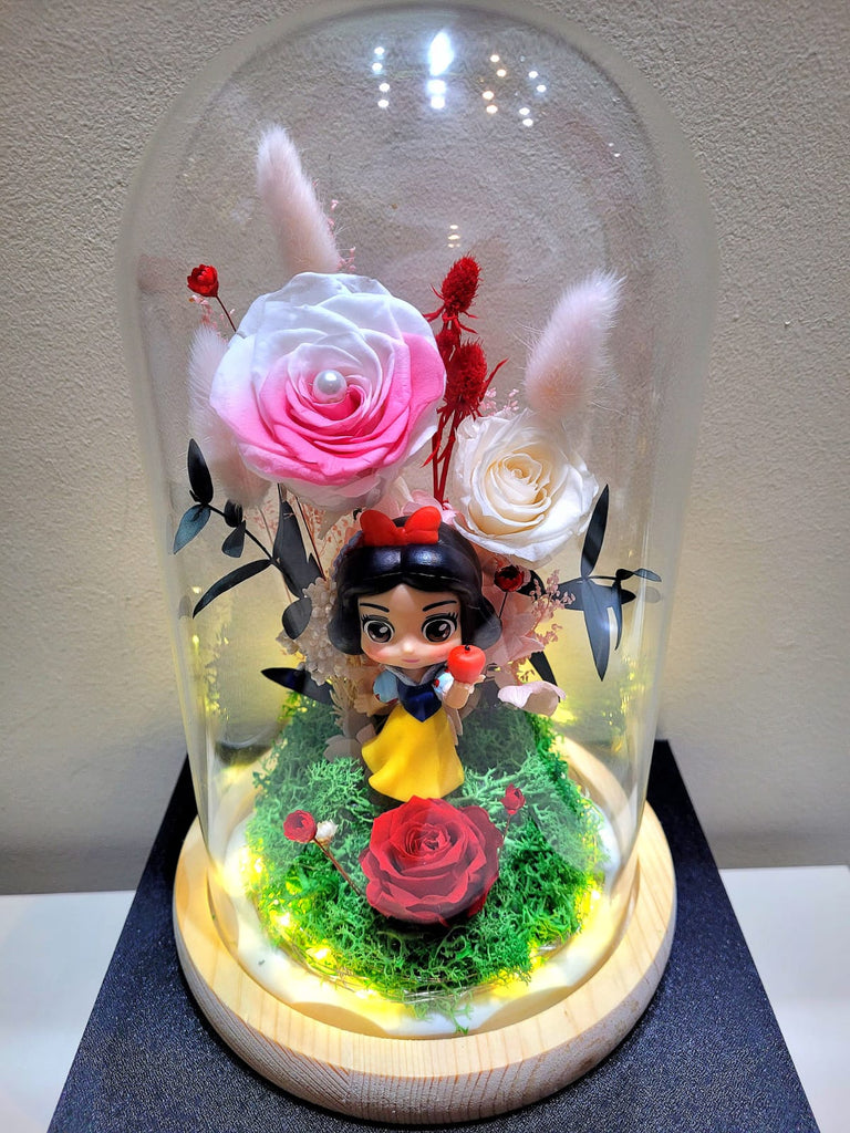 Princess Snow White Preserved Flower Dome With Pink Roses And Same Day Delivery