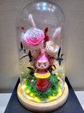 Premium Popmart Labubu Preserved Flower Dome With Pink Roses And Same Day Delivery.