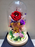 Winnie The Pooh Preserved Flower Dome With Red Roses And Same Day Delivery