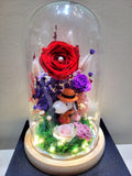 Snoopy Preserved Flower Dome With Red Roses And Same Day Delivery
