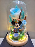 Premium Popmart Mickey Mouse Preserved Flower Dome With Multi Blue Roses And Same Day Delivery