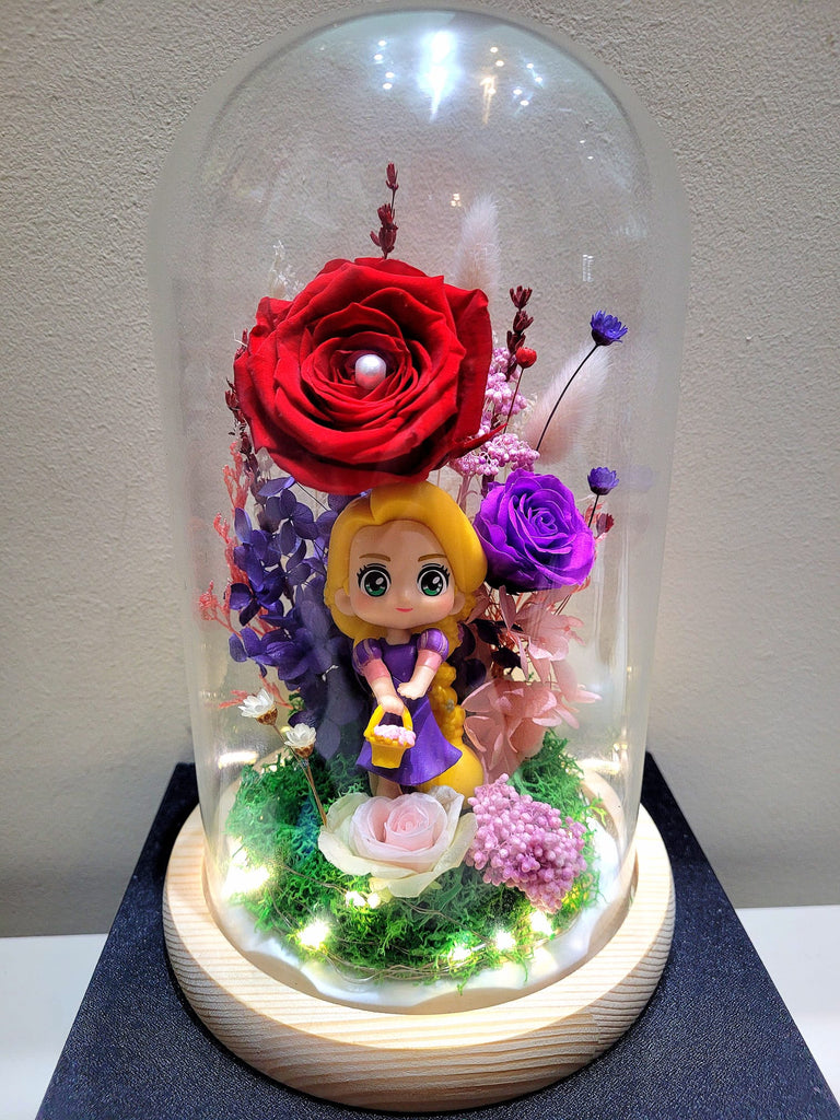 Princess Rapunzel Preserved Flower Dome With Red Roses And Same Day Delivery