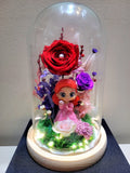 Princess Ariel Preserved Flower Dome With Red Roses And Same Day Delivery