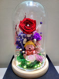 Winnie The Pooh Preserved Flower Dome With Red Roses And Same Day Delivery v2