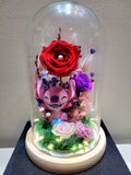 Premium Popmart Stitch Preserved Flower Dome With Red Roses And Same Day Delivery