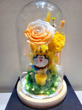 Doraemon Preserved Flower Dome With Yellow Roses And Same Day Delivery
