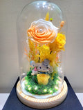 Cinnamoroll Preserved Flower Dome With Yellow Roses And Same Day Delivery