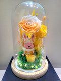 Winnie The Pooh Preserved Flower Dome With Yellow Roses And Same Day Delivery v3