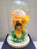 Princess Belle Preserved Flower Dome With Yellow Roses And Same Day Delivery