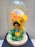 Princess Jasmine Preserved Flower Dome With Yellow Roses And Same Day Delivery