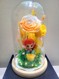 Princess Ariel Preserved Flower Dome With Yellow Roses And Same Day Delivery