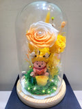 Winnie The Pooh Preserved Flower Dome With Yellow Roses And Same Day Delivery v2
