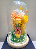 Winnie The Pooh Preserved Flower Dome With Yellow Roses And Same Day Delivery v5