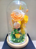 Premium Popmart Labubu Preserved Flower Dome With Yellow Roses And Same Day Delivery.
