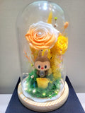 Premium Popmart Labubu Preserved Flower Dome With Yellow Roses And Same Day Delivery.
