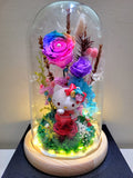 Hello Kitty Preserved Flower Dome With Rainbow Roses And Same Day Delivery
