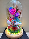 Premium Sanrio Preserved Flower Dome With Rainbow Roses And Same Day Delivery