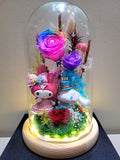 Premium Sanrio Preserved Flower Dome With Rainbow Roses And Same Day Delivery