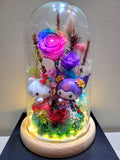 Premium Sanrio Preserved Flower Dome With Rainbow Roses And Same Day Delivery