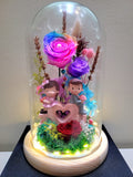 Eternal Couple V1 Preserved Flower Dome With Rainbow Roses And Same Day Delivery