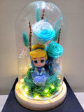Princess Cinderella Preserved Flower Dome With Multi Blue Roses And Same Day Delivery