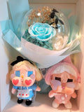 AUTHENTIC CRYBABY Plush with Acrylic Ball Preserved Tiffany Rose Flowers Bouquet