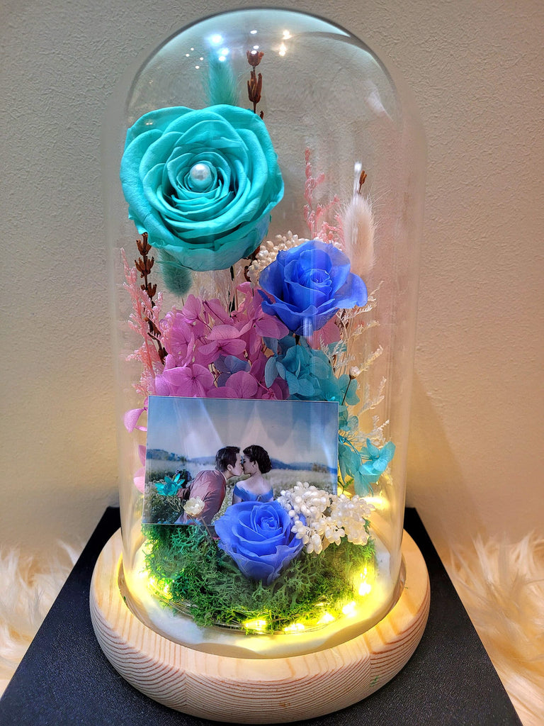 Personal Photo Preserved Flower Dome With Tiffany Roses And Same Day Delivery