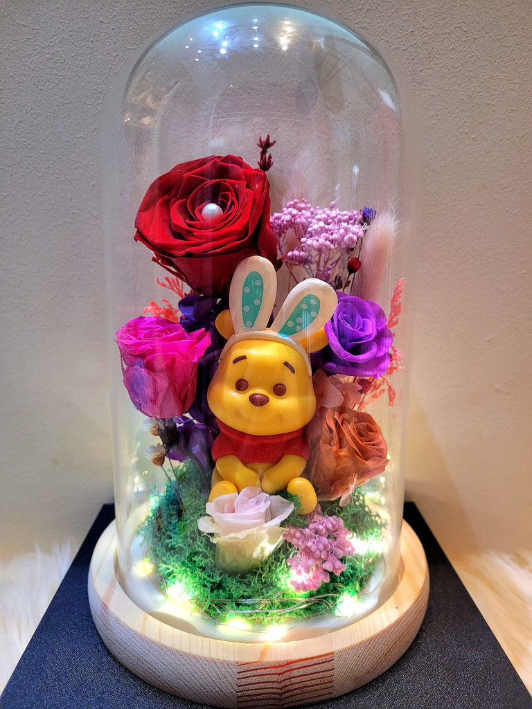 5 Roses Miniso Winnie The Pooh Preserved Flower Dome (Red Theme)