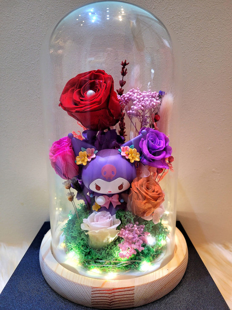 5 Roses Kuromi Preserved Flower Dome (Red Theme)