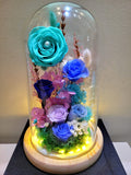 6 Roses Preserved Flower Dome And Same Day Delivery (Blue Theme)