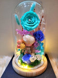Premium Popmart Dimoo Preserved Flower Dome With Tiffany Roses And Same Day Delivery.