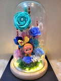 5 Roses Premium Popmart Twinkle Twinkle Preserved Flower Dome (Blue Theme)