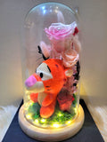 Tigger Plush in Preserved Flowers Dome (Pink Theme)